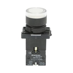 Buton indicator LED alb 24V cu rezistenta integrata 1NO LAY5 Breckner
