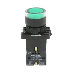 Buton indicator LED verde 220V cu rezistenta integrata 1NO LAY5