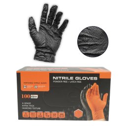 Manusi din nitril negre nepudrate Diamond Grip, marimea S, 100 buc/cutie