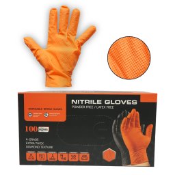 Manusi din nitril portocalii nepudrate Diamond Grip, marimea S, 100 bucati