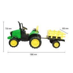 Tractor electric pentru copii cu remorca, telecomanda si baterie 12V
