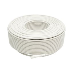 Cablu coaxial CCTV RG59 din cupru 0.7 mm, 75 Ohm, alb, 100 m/rola