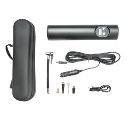 Compresor aer portabil negru 12,4V baterie 6000Am reincarcabila 250x56x47mm cu accesorii