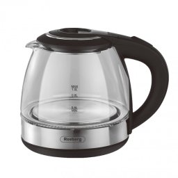 Cana electrica Rosberg R51230Q, 1500W, 1 L, Sticla, Oprire automata, Argintiu/Negru