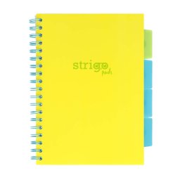Caiet cu spirala si separatoare, STRIGO PADS Project Book Neon, B5, Dictando, galben neon