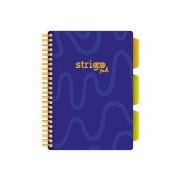 Caiet cu spirala si separatoare, STRIGO PADS Project Book Neon, A5, Dictando, albastru