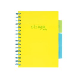 Caiet cu spirala si separatoare, STRIGO PADS Project Book Neon, A5, Dictando, galben