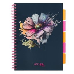 Caiet cu spirala si separatoare, STRIGO PADS Project Book Flori, A4, Matematica