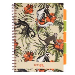 Caiet cu spirala si separatoare, STRIGO PADS Project Book TROPICAL, A4, Matematica, PADS062