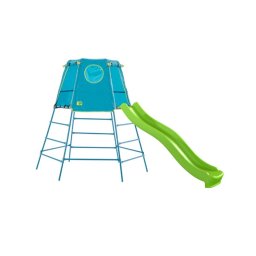 Set TP Explorer albastru cu cadru metalic de catarare si tobogan