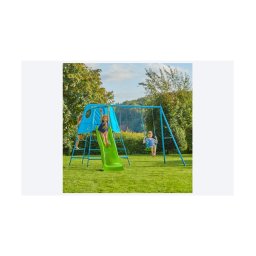 Set TP Explorer negru cu cadru de catarare metalic si tobogan