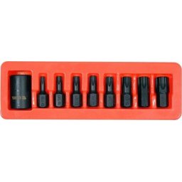 Set 9 biti de impact Torx, YT-10664, cu adaptor 1/2", Cr-Mo