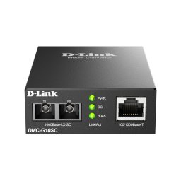 MEDIA CONVERTOR D-Link, 100/1000Base-T Gigabit Ethernet connection to a single-mode fibre 1000Base-LX Gigabit Ethernet, pana la 10km, montabil in sasiu "DMC-G10SC" (include timbru verde 0.8 lei)
