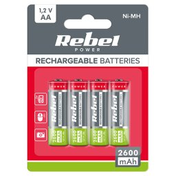 Acumulatori Ni-MH AA (R6) 2600mAh, blister 4 bucăți, Rebel Power BAT2012