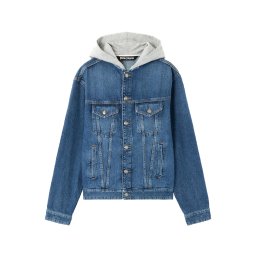 PALM ANGELS Geacă Curved Logo Denim PMYE05CS26DEN005 4408-medium blue melange grey