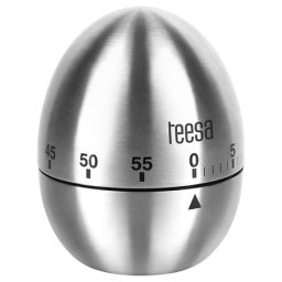 Timer mecanic de bucatarie Teesa din inox, 60 minute, tip egg