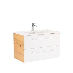 Masca baie suspendata cu lavoar Leziter Vario Clam 80, stejar-alb