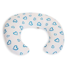 Perna de alaptare mica MyKids Inimi Blue cu husa detasabila