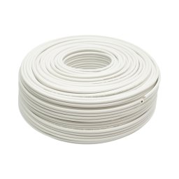 Cablu coaxial RG59 CCTV cu alimentare 2x0.75 mm², 75 Ohm, alb, 100 m