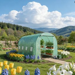 Solar de gradina 4x3x2 m THOR, folie PE verde 140 g/mp, 8 ferestre