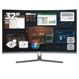 Monitor LED Office Pro Curbat 32 inch OptimX MT32J-1, Full HD 1920x1020 VGA, HDMI, Slim, RGB Light NewTechnology Media