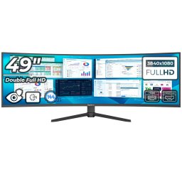 Monitor LED Office Pro Curbat 49 inch OptimX MT49J-1, Double Full HD 3840 x 1080, 144Hz, 2x HDMI, 2x DisplayPort, No Frame, RGB Light NewTechnology Media