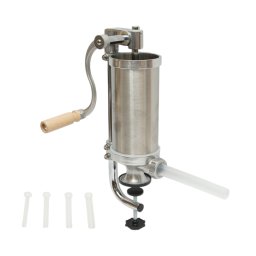 Masina de umplut carnati verticala din inox 1.25 kg, cu 4 palnii incluse