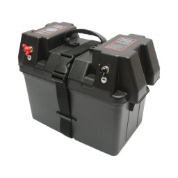 Cutie baterie auto 12V cu voltmetru LCD, 2 USB si 2 prize bricheta
