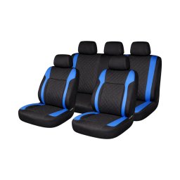 Set huse scaune auto universale Diamond negru-albastru, 9 piese
