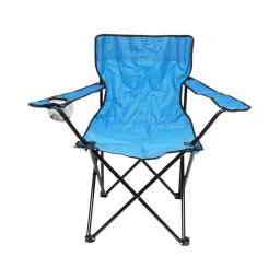 Scaun camping pliabil albastru cu suport pentru pahar si husa transport