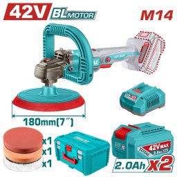 Masina de polisat TOTAL 42V brushless 180 mm cu 2 acumulatori si incarcator