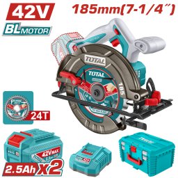 Fierastrau circular TOTAL 185 mm 42V cu 2 acumulatori si incarcator