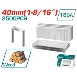 Capse TOTAL 40 mm GA18 pentru lemn, compatibile TAT81501, 2500 buc