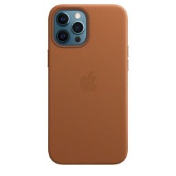 Husa de protectie Apple Leather Case MagSafe pentru iPhone 12 Pro Max, Saddle Brown