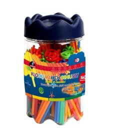 Jucarie de constructie ASKATO Blocks - Straws glow in the dark, 560 piese, lumineaza in intuneric