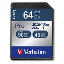 Memory Card SDXC Verbatim Pro 64 GB, Class 10, UHS-I U3, V30