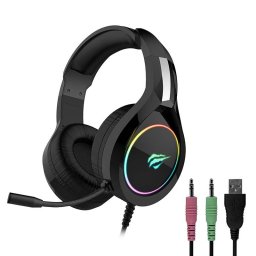 Casti gaming 3D Surround, Havit GAMENOTE H2232D E-SPORTS, iluminare RGB, microfon ajustabil 360° cu noise cancelling, 2 x 3.5 Jack si USB, 2.2 m (H2232d)