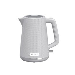 Fierbator Tesla KT400GX, 1.7L, 2200W, oprire automata, indicator LED, baza rotativa 360°, Alb-Gri
