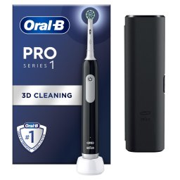 Periuta de dinti electrica Oral-B Pro 1, Curatare 3D, 3 programe, 1 capat de periaj, trusa de calatorie, Negru