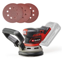 Slefuitor orbital pe acumulator Einhell Professional Professional TP-RS 18/32 Li BL-Solo Power X-Change 18 V, fara perii, disc de slefuire 125 mm, hartie abraziva, fara acumulator/incarcator, Negru-Rosu