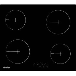Plita electrica vitroceramica incorporabila Simfer H6 040 DECSP, 4 arzatoare, 60 cm, Sticla, Negru