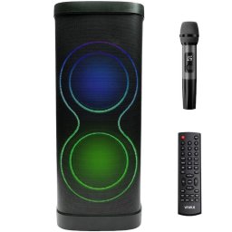Boxa portabila VIVAX BS-1310, Bluetooth, 130W RMS (260W Peak), TWS, Karaoke, 2x8" Bas + 2x3" Inalte, microfon wireless, LED, baterie 12000 mAh, Negru