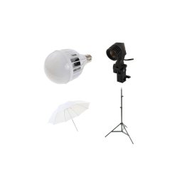Starter kit lumina continua foto-video iShoot kit50w, umbrela de difuzie, bec LED, 48W 6500K