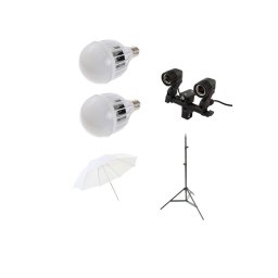 Starter kit lumina continua foto-video, iShoot KIT2X48W, umbrela de difuzie, 2x bec LED, 48W, 6500K