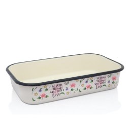 Tava Spring Metalac, email, 32cm, 3.7l, Crem cu motiv floral