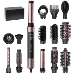 Ondulator Multifunctional Cecotec Bamba CeramicCare 14 in 1 AirGlam, placa de indreptat si ondulator cu tehnologia Coanda, Uscator 110000 rpm, 1400 W, Negru