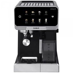 Espressor Espressor Infinity 20, 1350W, 20Bari, Rezervor apa 1800ml, Rezervor lapte 500ml, 7 Optiuni de cafea, Duza spumare lapte si tavita de colectare detasabile, Negru/Inox