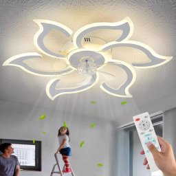Lustra cu ventilator 110W LED Mini Sun Flower Alba 6