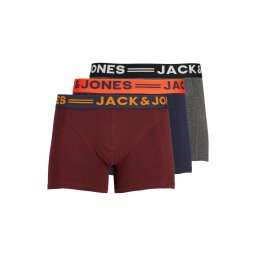 Jack & Jones Underwear barbati, Set 3 perechi de boxeri, Jaclichfield cu imprimeu text, Rosu inchis (SELECTATI MARIMEA: 2XL)
