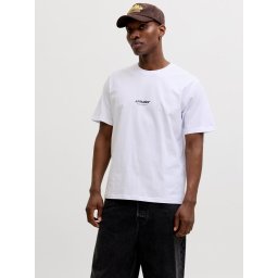 Jack & Jones Tricou barbati, JJESOHO TEE SS, la baza gatului, Relaxed Fit, Alb (SELECTATI MARIMEA: M)
